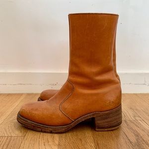 RARE vintage 1970s Frye short brown leather campus boots